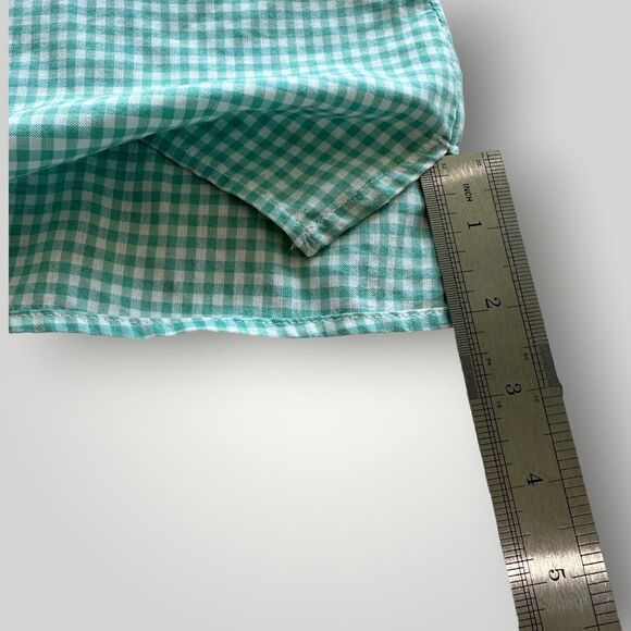 Blair Women's M Green White Checked Floral Embroidery Button Up Shirt - Picture 14 of 14